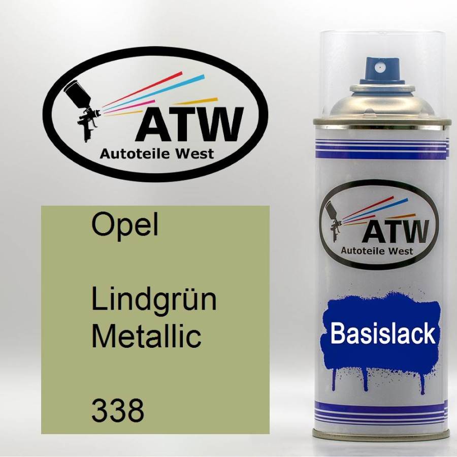 Opel, Lindgrün Metallic, 338: 400ml Sprühdose, von ATW Autoteile West.